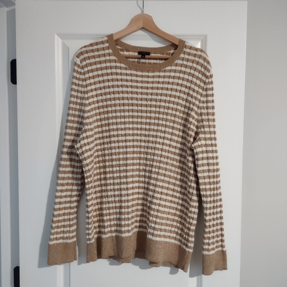Talbots Metallic Striped Cable Knit Sweater - Picture 1 of 10